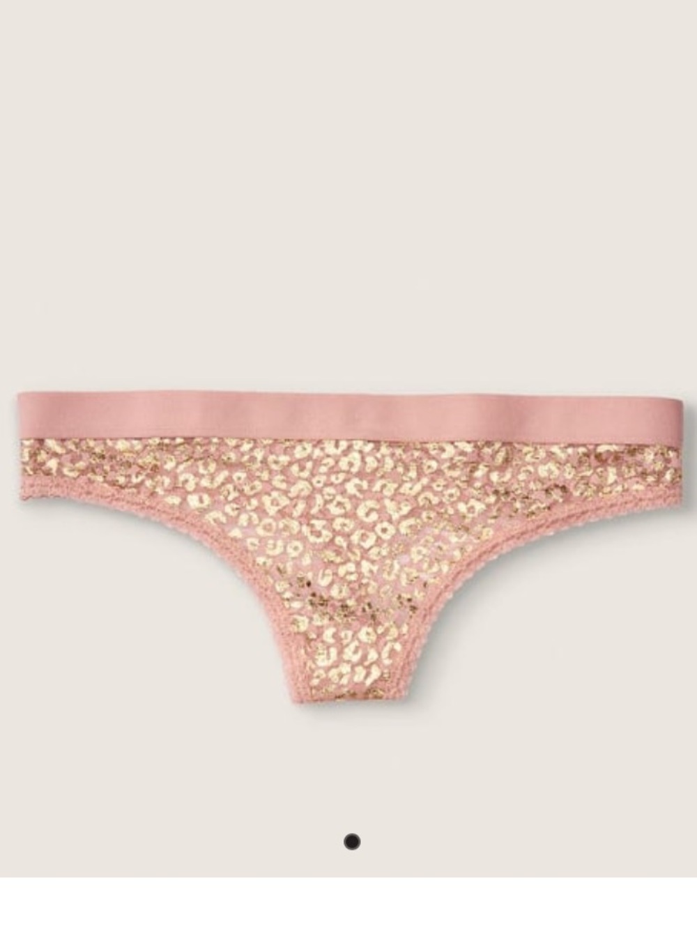 PINK Victoria's Secret Pink and Gold Metallic Leopard Lace cheekster underwear